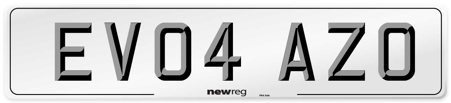 EV04 AZO Number Plate from New Reg